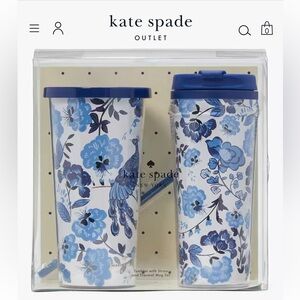 NWT Kate Spade Peacock Floral Tumbler And Thermal Mug Set in Medium Blue